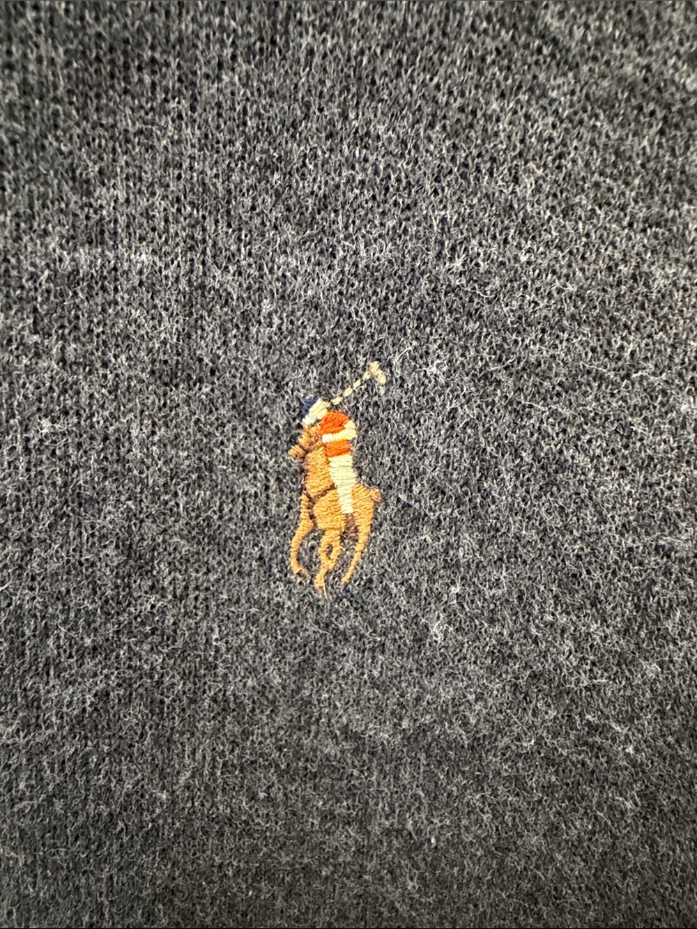 Polo by Ralph Lauren - Dark Charcoal Half-Zip Sweater with Emblem - Estate Rib - Picture 3 of 6